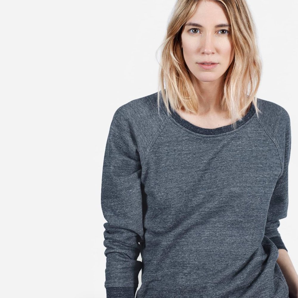 Everlane The Crew Sweatshirt Small Navy Marble